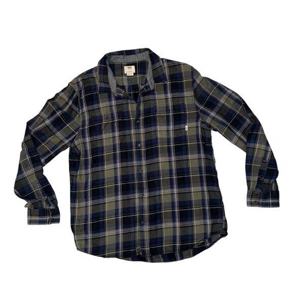 Vans‎ Men's Flannel XL EUC Off the Wall Classic Fit Blue Green - Picture 1 of 2